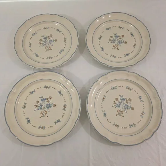 Cordella Bluet Hand Decorated 7 ¾” Stoneware Salad Luncheon Plates – Set of 4 - Picture 9 of 12
